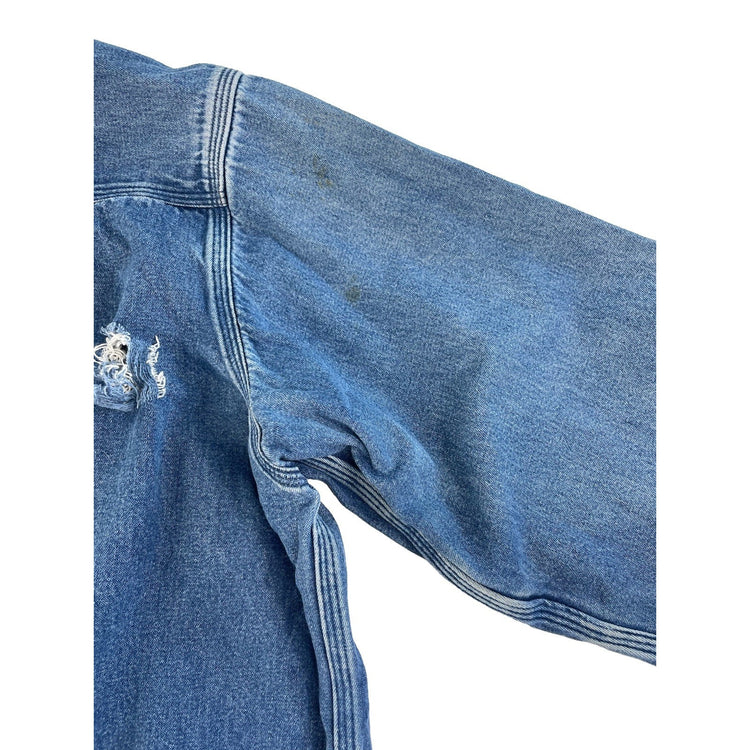 Men's Carhartt Western Denim Snap Button Long Sleeve Jacket Blue Size XL Tall