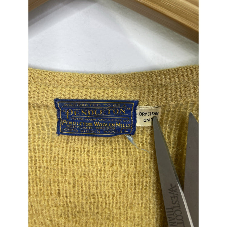 Women’s VTG Pendleton Yellow 100% Virgin Wool Yellow Button Up Cardigan Sz Large