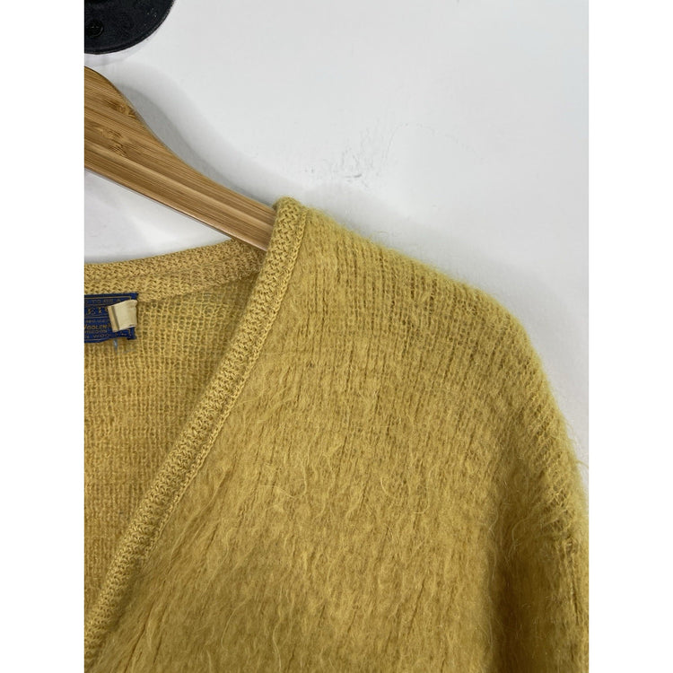 Women’s VTG Pendleton Yellow 100% Virgin Wool Yellow Button Up Cardigan Sz Large