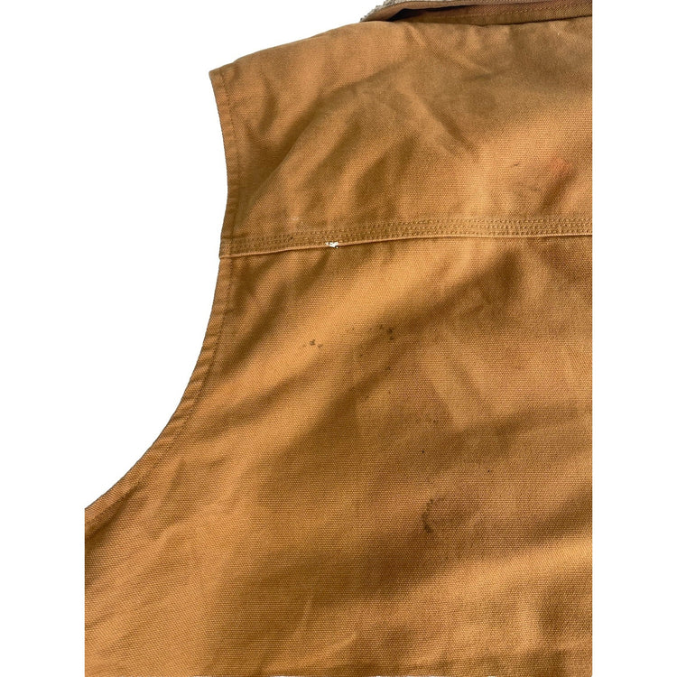 Mens Carhartt Tan Loose Fit Sherpa Lined Mock Neck Vest Size Medium