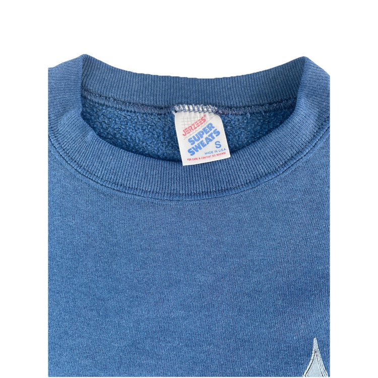 Mens Vintage Jerzees Local Motion Graphic Blue Crewneck Sweatshirt Size S