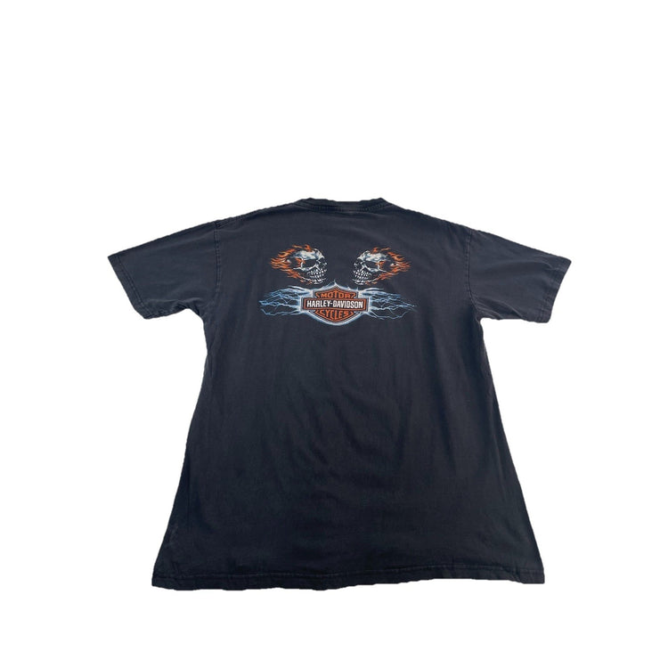 Mens Harley Davidson Black Skull Graphic T Shirt Size XL