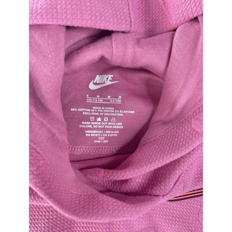 Youth Girls Nike Pink Pullover Hoodie Small Logo Size 5-6