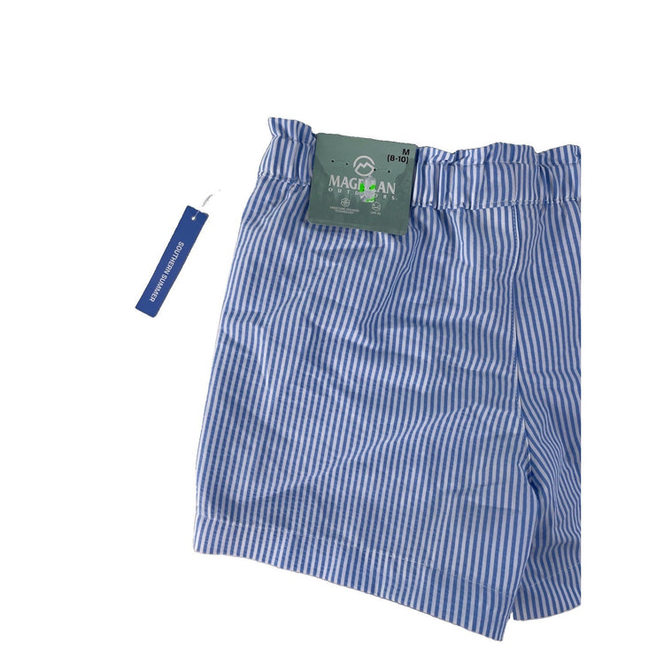 Youth Girl Magellan Outdoors NWT Blue White Stripe Seersucker Shorts SIZE M 8-10