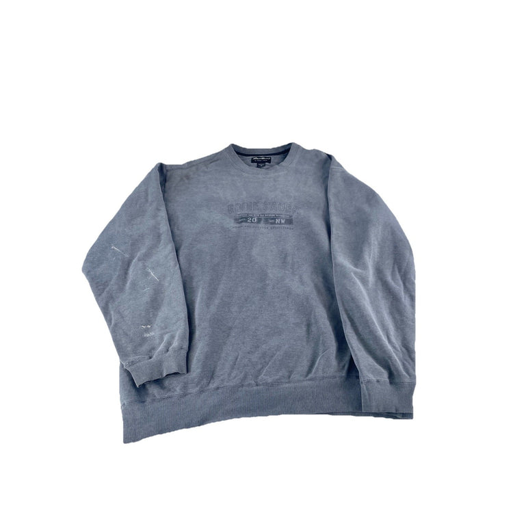 Mens Vintage Eddie Bauer Grey Graphic Crewneck Sweatshirt Size XL Tall