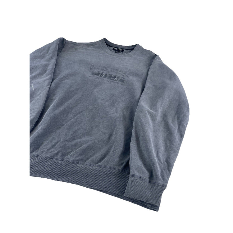 Mens Vintage Eddie Bauer Grey Graphic Crewneck Sweatshirt Size XL Tall