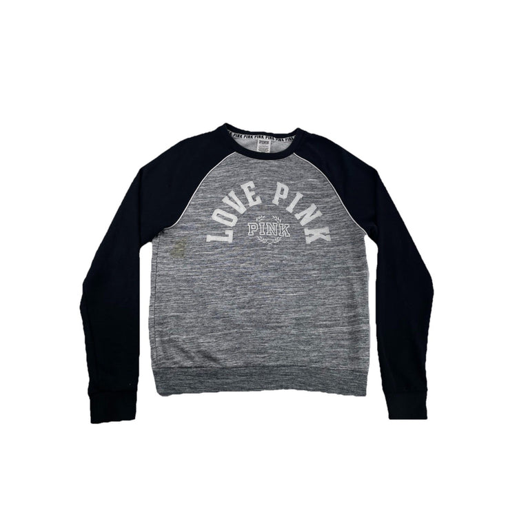 Women’s PINK Victoria Secret Gray & Black Sweatshirt Size S