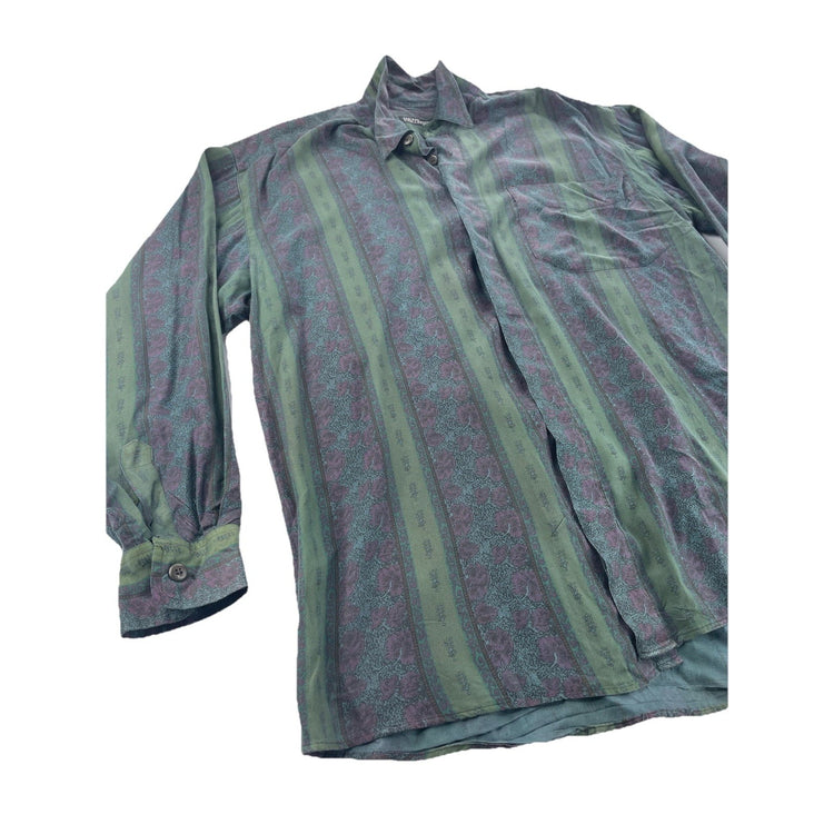 Mens Tasso Elba SageGreen Regular Fit Paisley Longsleeve Button-Up Shirt Size M