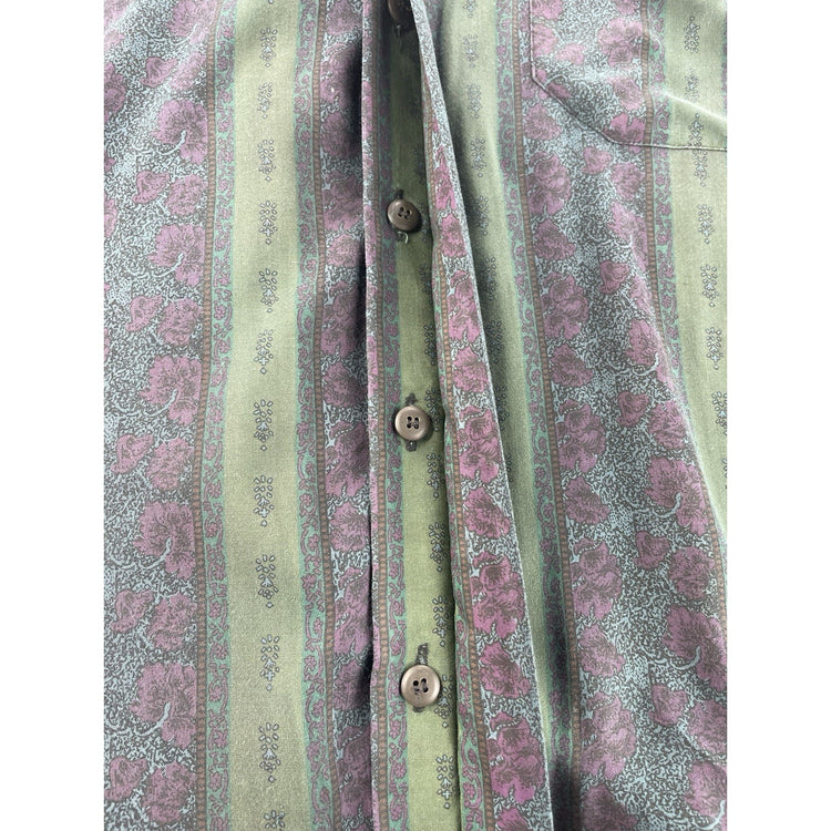 Mens Tasso Elba SageGreen Regular Fit Paisley Longsleeve Button-Up Shirt Size M