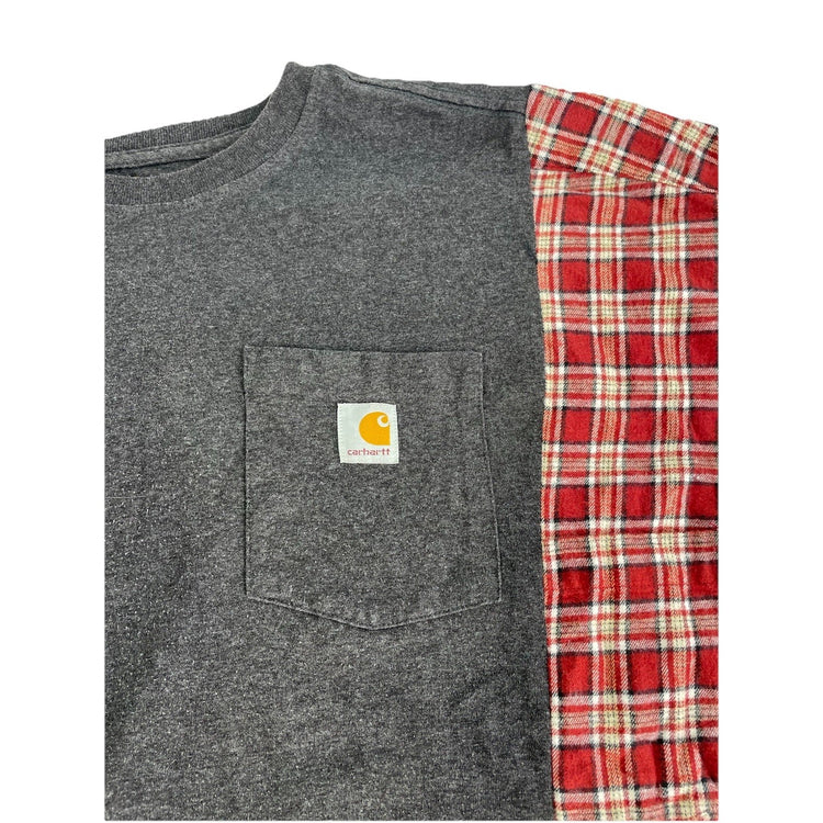 Mens Carhartt Grey & Red Long Sleeve Flannel Shirt Size XL
