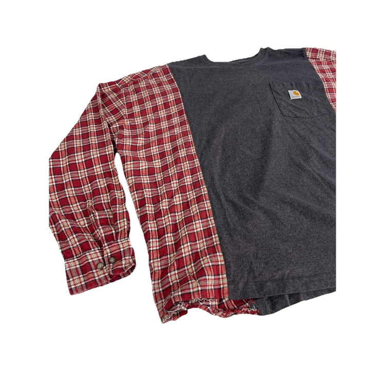 Mens Carhartt Grey & Red Long Sleeve Flannel Shirt Size XL