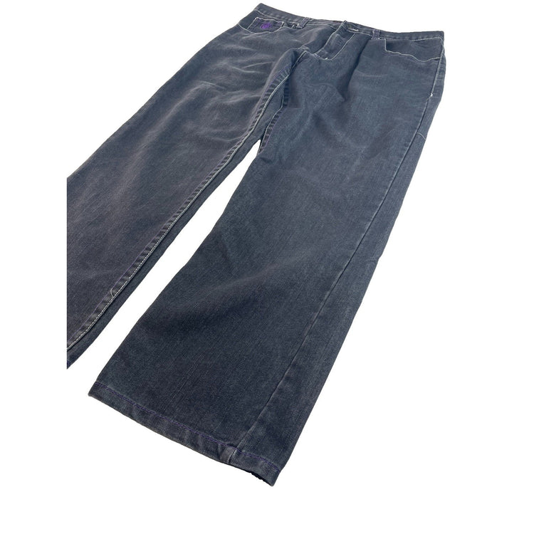 Men's Red Ape Authentic Black Denim Jeans with Purple Embroidery Size 40
