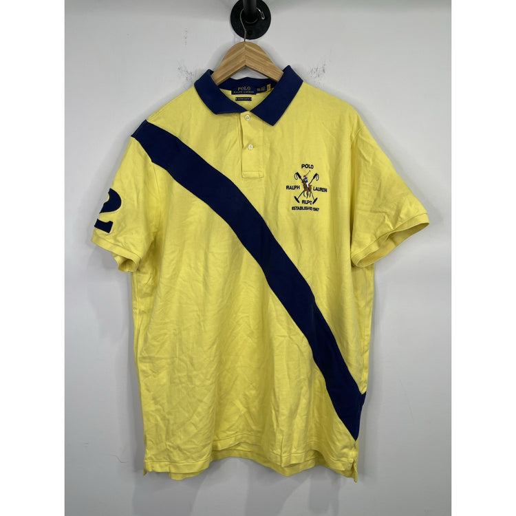 Men’s Collared Polo Ralph Lauren Big & Tall #2 Yellow /Navy Polo Shirt Sz XXL