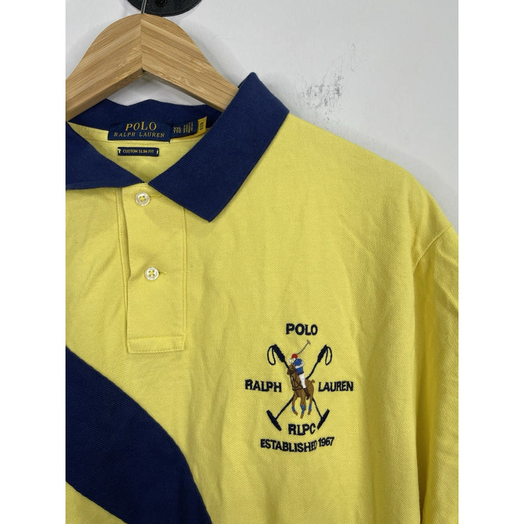 Men’s Collared Polo Ralph Lauren Big & Tall #2 Yellow /Navy Polo Shirt Sz XXL