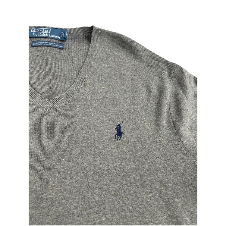 Mens Polo Ralph Lauren Size Large Grey V Neck Sweater