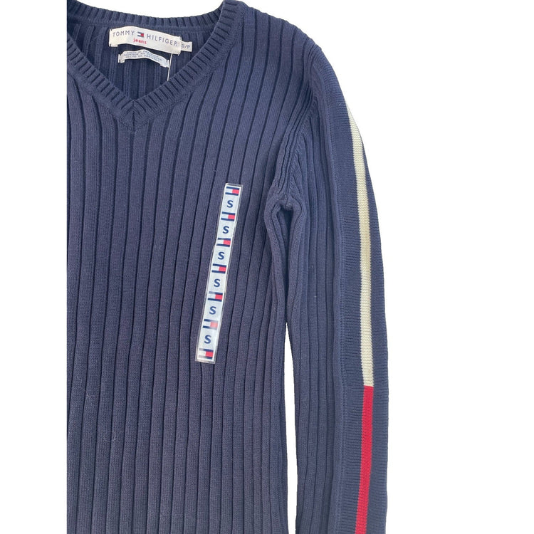 Women's Tommy Hilfiger Jeans Navy V-Neck Ribbed Sweater Size S