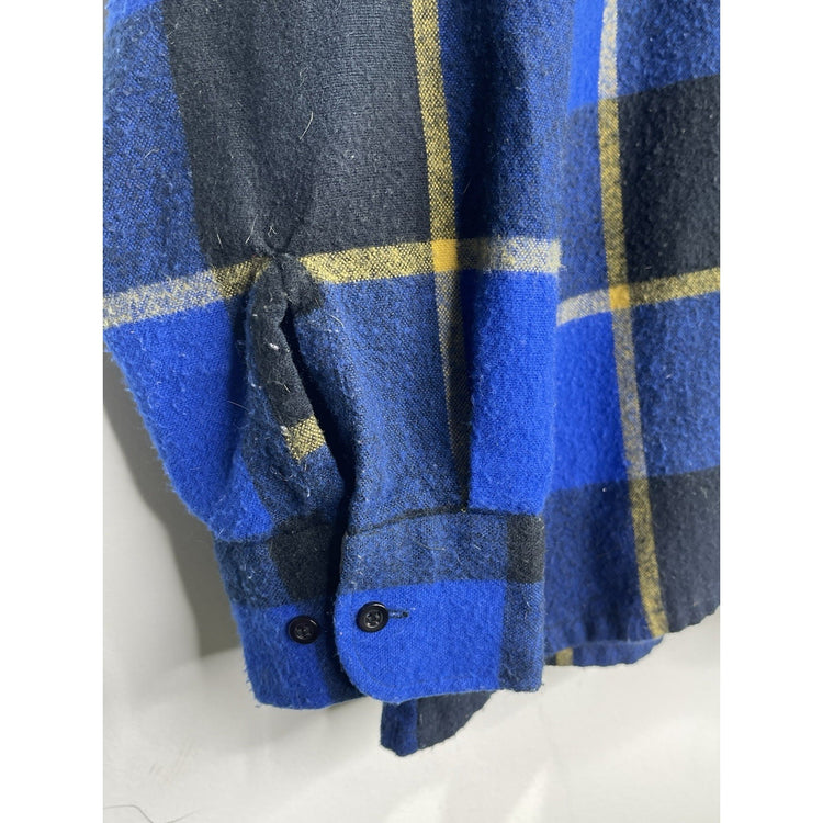Backpacker Shirt Mens Large Blue Plaid Flannel Long Sleeve Button Up Sz L