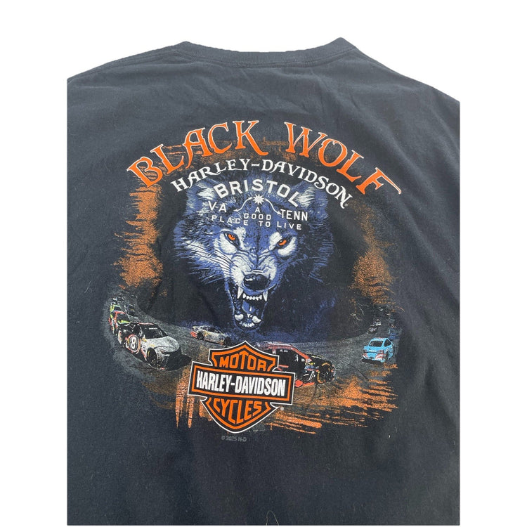 Mens Harley Davidson Motorcycle Black Wolf T-Shirt Size Xl