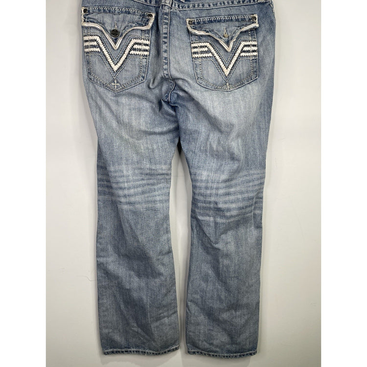 Men’s Affliction Cooper Long Blue Denim Jeans Size 38