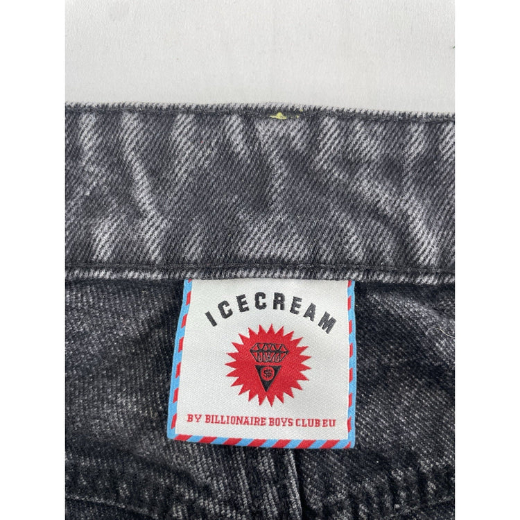 Mens Icecream Running Dog Black Denim Jeans Size 38