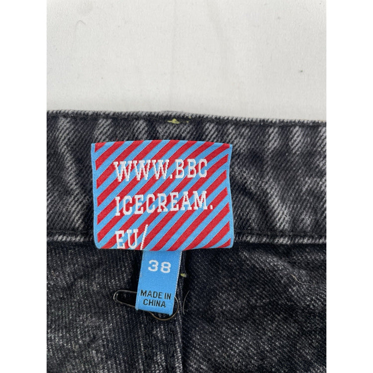 Mens Icecream Running Dog Black Denim Jeans Size 38
