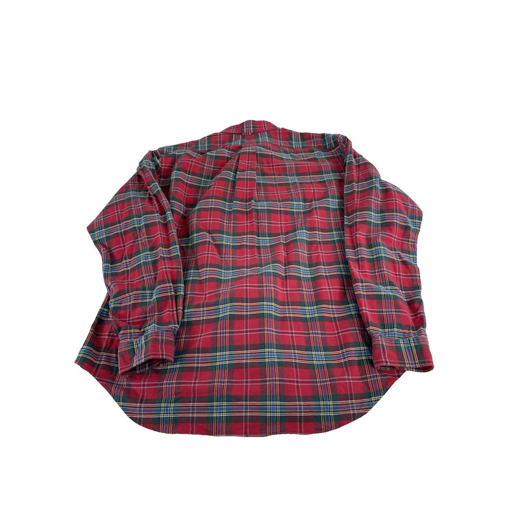 Mens Polo Ralph Lauren Red & Green Plaid Long Sleeve Button Down Shirt Size XL