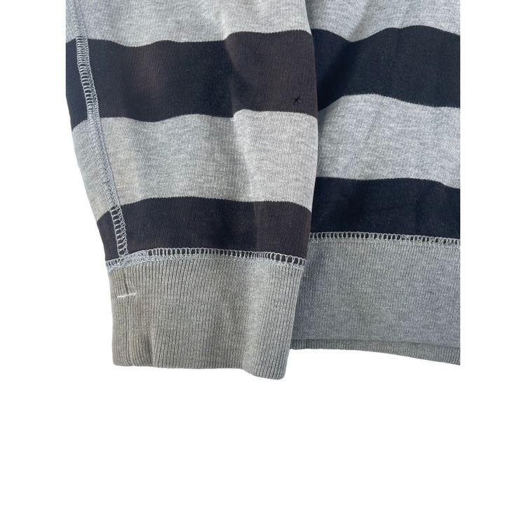 Mens Y2K Old Navy Black & Gray Striped Zip Up Jacket Size Medium