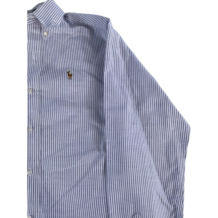 Mens Polo Ralph Lauren ButtonUp Shirt White W/light Purple Strips Size 18