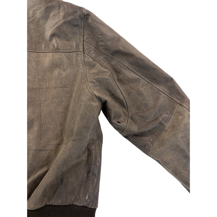 Men’s Vintage Hunt Club Dark Brown Genuine Leather Zip Up Jacket Size 44R