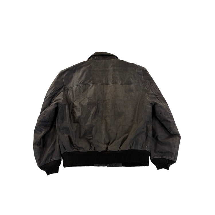 Men’s Vintage Hunt Club Dark Brown Genuine Leather Zip Up Jacket Size 44R
