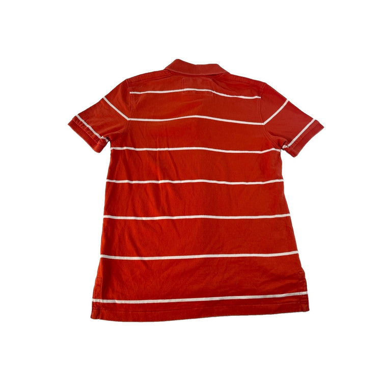 Mens American Eagle Orange & White Striped Collared T Shirt Size Small