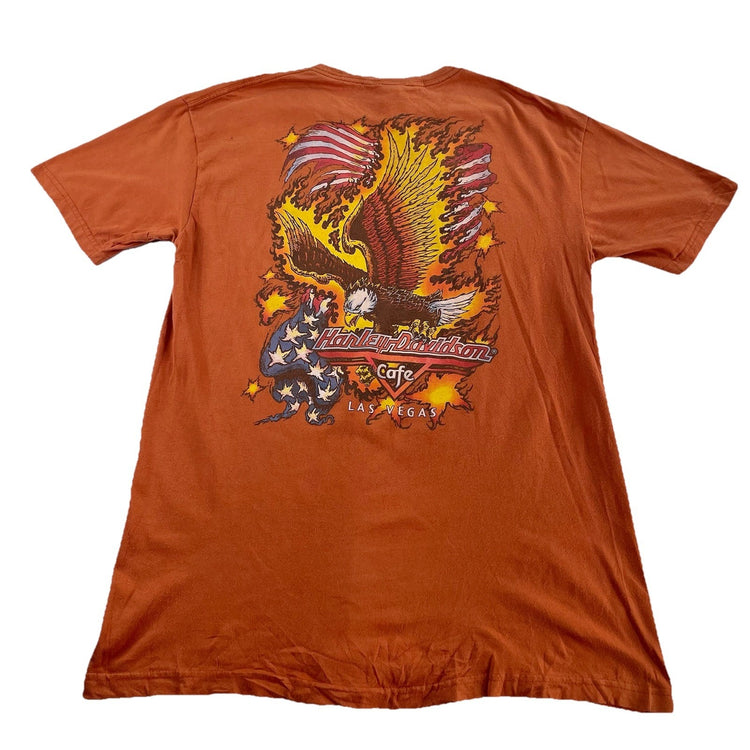 Men's Harley Davidson Las Vegas Cafe Basic Orange T-Shirt Size L