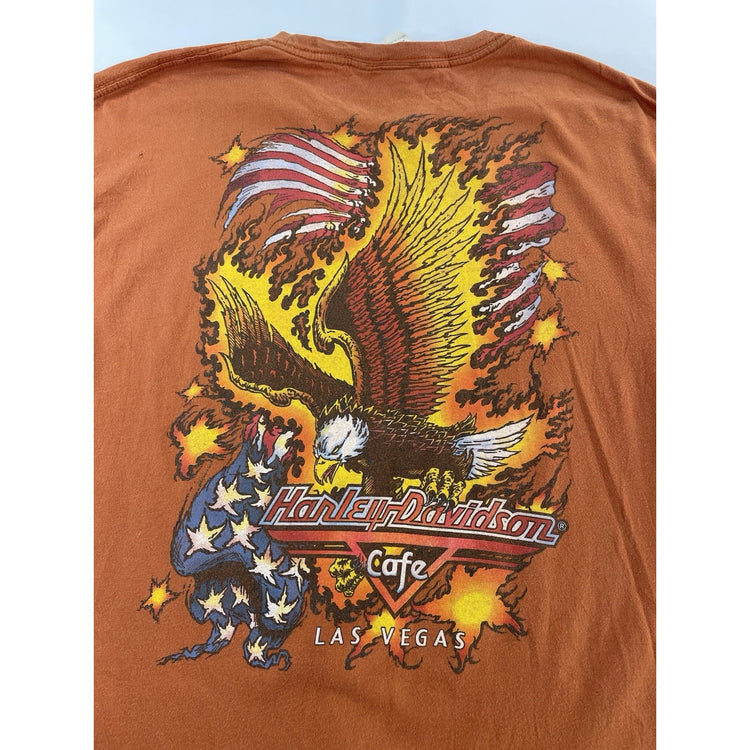 Men's Harley Davidson Las Vegas Cafe Basic Orange T-Shirt Size L