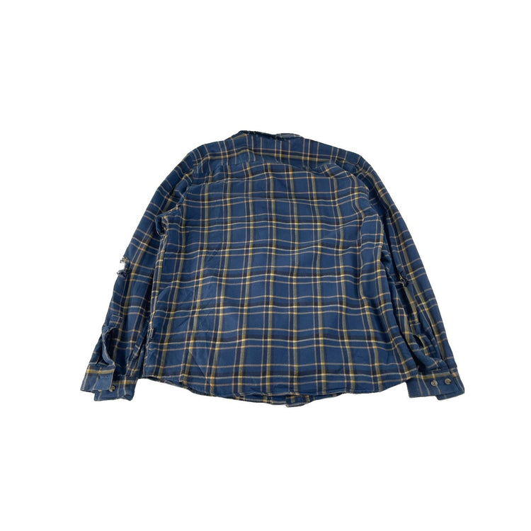 Mens Patagonia Organic Cotton Blue Yellow Plaid Flannel Button Down Shirt XL