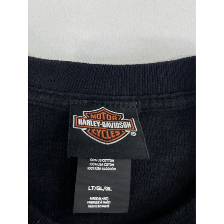 Mens Harley Davidson Motorcycle Basic Black Skull head Graphic Tee size L