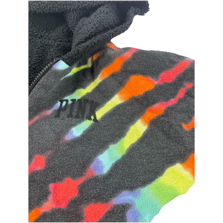 Womens Victoria Secret Interior Wool, Black&Tiedye Zip Up Jacket Size L