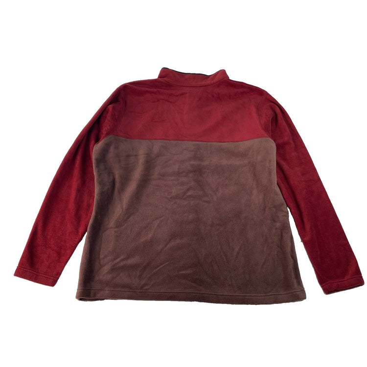 Men Columbia Red Brown ColorBlock HalfSnap Fleece Pullover Sweatshirt Size XL