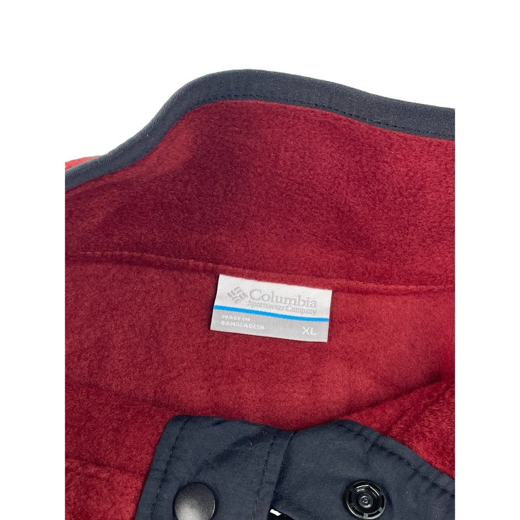Men Columbia Red Brown ColorBlock HalfSnap Fleece Pullover Sweatshirt Size XL