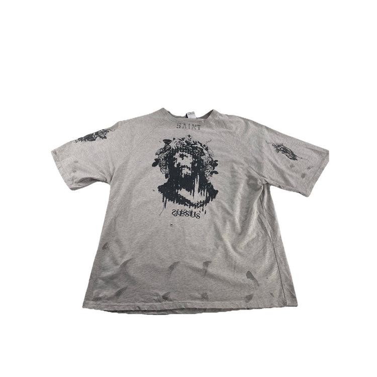 Mens Vintage T Shirt Xl Light Gray Jesus Graphic