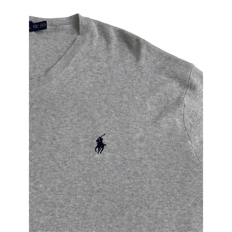 Mens Polo Ralph Lauren Size 2XL Light Grey V Neck Sweater