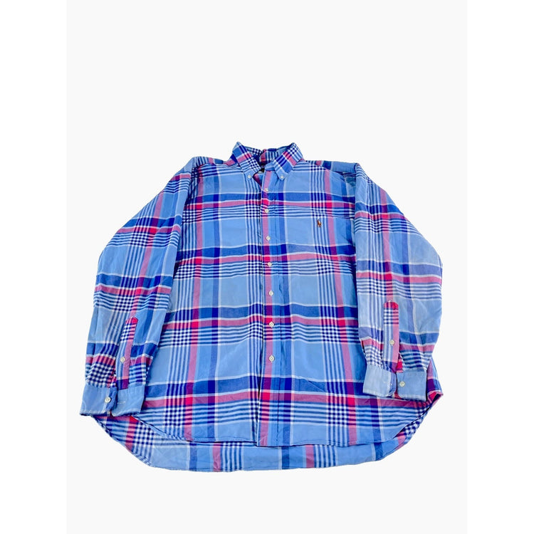 Mens Ralph Lauren Classic Fit Multicolor Plaid Button-Up Shirt Size 1XB