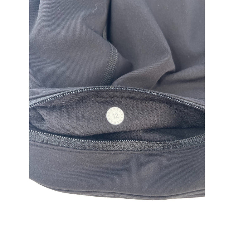 Womens Lululemon Black High Rise Yoga Crop Leggings With Pockets SIZE 12