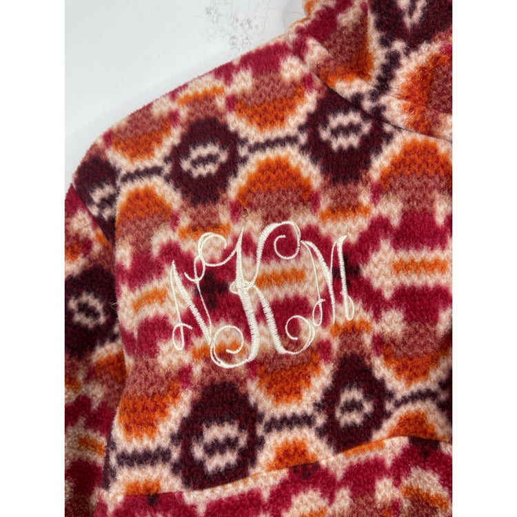 Patagonia women’s Lightweight Synchilla Snap-T Pullover in pink Aztec print L