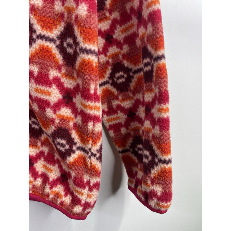 Patagonia women’s Lightweight Synchilla Snap-T Pullover in pink Aztec print L