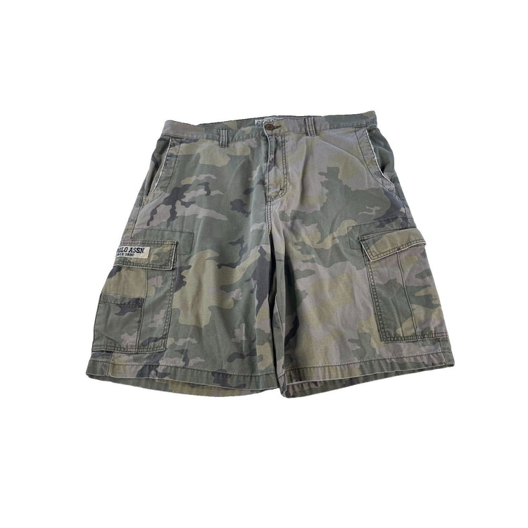 Mens US Polo Assn Green Camouflage Multi Pocket Cargo Shorts Size 38