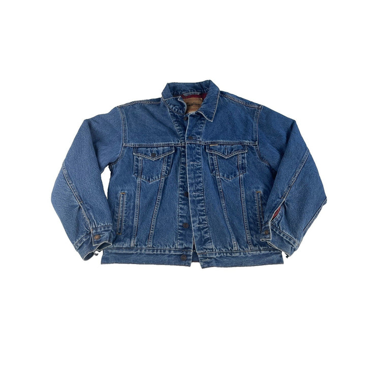 Mens Levi Strauss Signature Flannel Lined Denim Trucker Jacket Size L