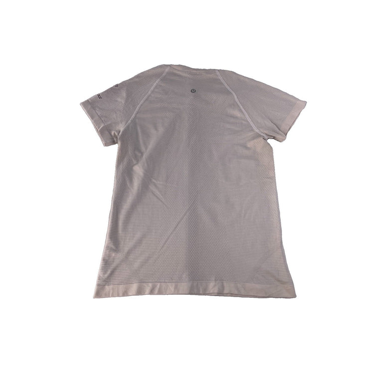 Womens Lululemon Light Gray Stripes “Houston 10k Tour” T-Shirt Size 6