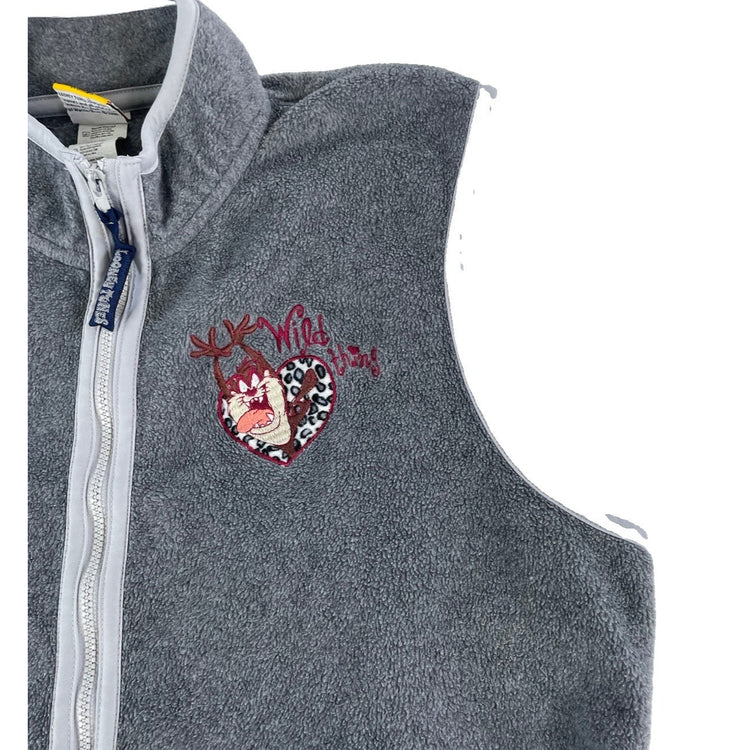 Womens Vintage Looney Tunes Tasmanian Devil Fleece Vest Plus Size 22/24w