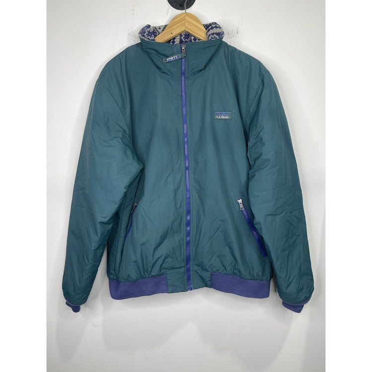 Vintage Men’s LL Bean Jacket Full Zip Blue Logo 90s Outdoor USA Sz L