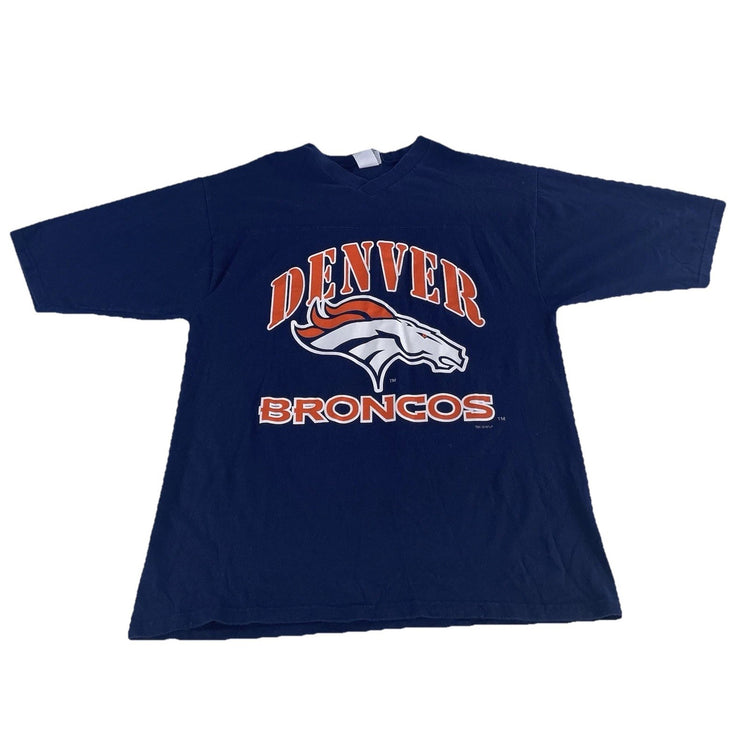 Mens Denver Broncos John Elway Navy Blue T Shirt Size XL